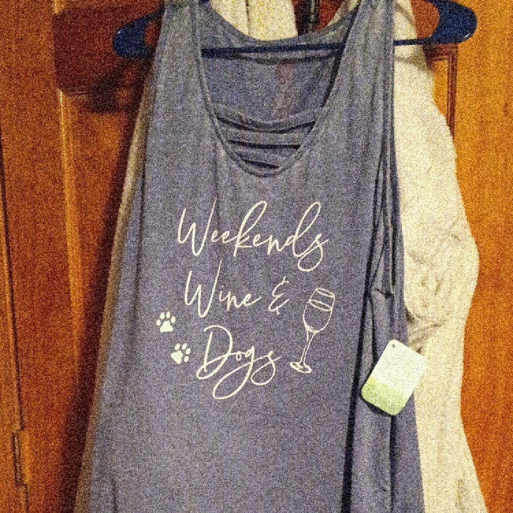Blue Relaxed Fit Tank Top with Graphic Print